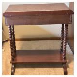Vintage Wooden Side Table with Drawer and Barley Twist Legs