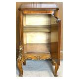 Vintage Wood Nightstand with Drawer and Ornate Carved Legs