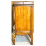 Vintage Wood Nightstand with Drawer and Ornate Carved Legs