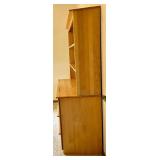 Wooden Dresser with 3 Drawers and Open Bookshelf Hutch