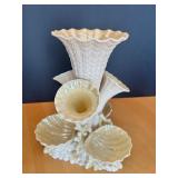 Belleek Porcelain Shell and Coral Vase Centerpiece