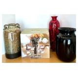 Collection of 3 Decorative Vases and Penelope Candelaria Centerpiece Set