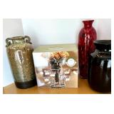 Collection of 3 Decorative Vases and Penelope Candelaria Centerpiece Set
