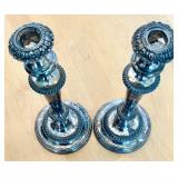 Collection of 6 Candlestick Holders with Dresden Porcelain Roses