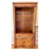 Thomasville Lighted Wood Display Cabinet with Glass Shelves and Storage