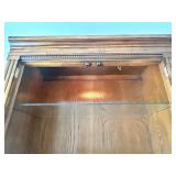 Thomasville Lighted Wood Display Cabinet with Glass Shelves and Storage