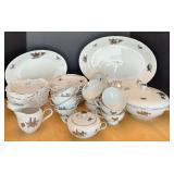 Seyei Fine China Dinnerware Set with Silver Floral Design
