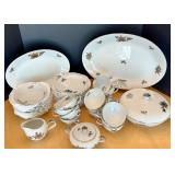 Seyei Fine China Dinnerware Set with Silver Floral Design