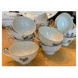 Seyei Fine China Dinnerware Set with Silver Floral Design