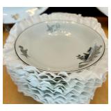 Seyei Fine China Dinnerware Set with Silver Floral Design