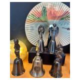 Decorative Collectibles Lot with Silver Bells, Pottery, Crystal, and Figurines