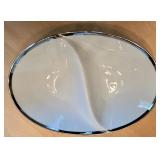 Sango Fine China Set with Silver Trim - Plates, Bowls, and Divided Platter