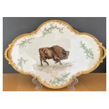 Limoges France Buffalo Hand-Painted Porcelain Tea Set with Serving Tray