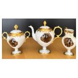 Limoges France Buffalo Hand-Painted Porcelain Tea Set with Serving Tray