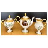 Limoges France Buffalo Hand-Painted Porcelain Tea Set with Serving Tray