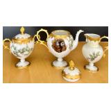 Limoges France Buffalo Hand-Painted Porcelain Tea Set with Serving Tray