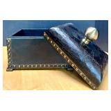 Decorative Bronze-Look Lidded Box with Studded Trim