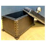 Decorative Bronze-Look Lidded Box with Studded Trim