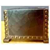 Decorative Bronze-Look Lidded Box with Studded Trim
