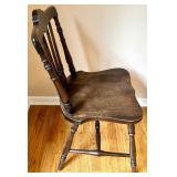 Wooden Spindle-Back Side Chair and Rustic Wood Stool Set