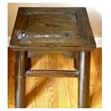 Wooden Spindle-Back Side Chair and Rustic Wood Stool Set