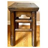 Wooden Spindle-Back Side Chair and Rustic Wood Stool Set