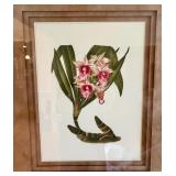 Framed Botanical Orchid Print with Ornate Wood Frame