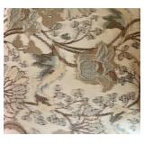 Upholstered Accent Armchair with Carved Wood and Floral Fabric