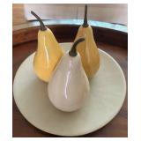 Set of 3 Ceramic Decorative Pears on Plate