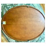 Wooden Oval Serving Tray with Decorative Inlay
