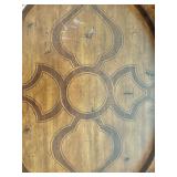 Wooden Oval Serving Tray with Decorative Inlay