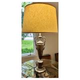 Marble and Metal Table Lamp with Drum Shade