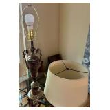 Marble and Metal Table Lamp with Drum Shade