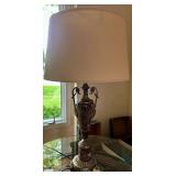 Marble and Metal Table Lamp with Drum Shade