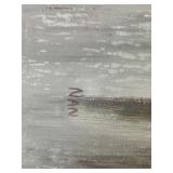 Large Floral Wall Art on Canvas with White Blossoms Signed by NAN