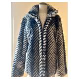 Baciano Faux Fur Striped Jacket Size Small