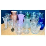 Collection of 19 Assorted Glass and Ceramic Flower Vases