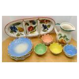 Assorted Italian Ceramic Serving Set with Fruit Tray, Pitcher, Plates and Bowls