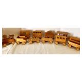Handcrafted Wooden Toy Train Set with 11 Cars