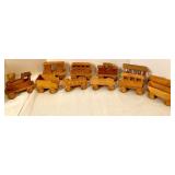 Handcrafted Wooden Toy Train Set with 11 Cars
