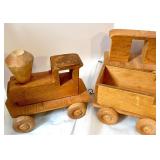 Handcrafted Wooden Toy Train Set with 11 Cars