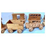 Handcrafted Wooden Toy Train Set with 11 Cars