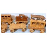 Handcrafted Wooden Toy Train Set with 11 Cars