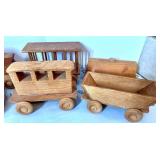 Handcrafted Wooden Toy Train Set with 11 Cars