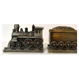 Book Set with Decorative Train Bookends and Wooden Keepsake Box