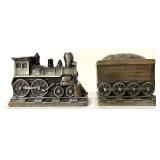 Book Set with Decorative Train Bookends and Wooden Keepsake Box