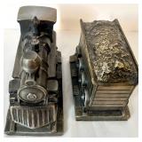 Book Set with Decorative Train Bookends and Wooden Keepsake Box