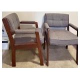 Pair of Mid-Century Modern La-z-boy Upholstered Wood Armchairs