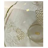 Vintage Pressed Glass Punch Bowl Set with 11 Cups and Ladle