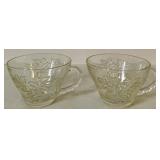 Vintage Pressed Glass Punch Bowl Set with 11 Cups and Ladle